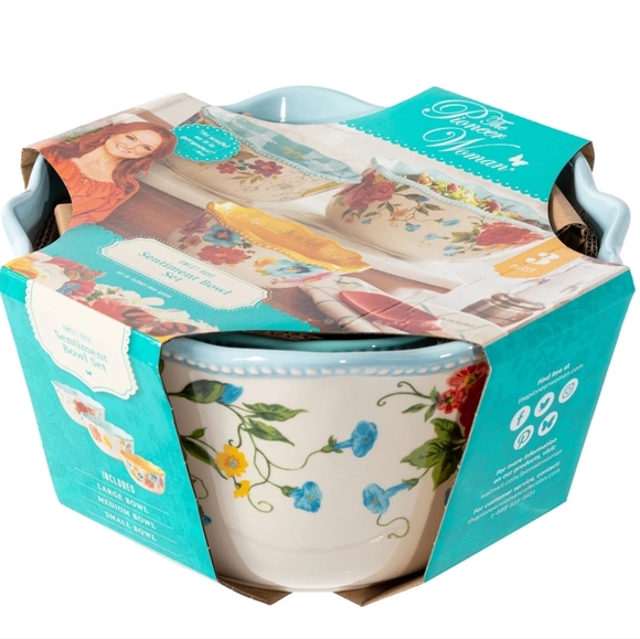 ❤️ New Pioneer Woman Sweet Rose Nesting Bowls Set - Picture 1 of 8